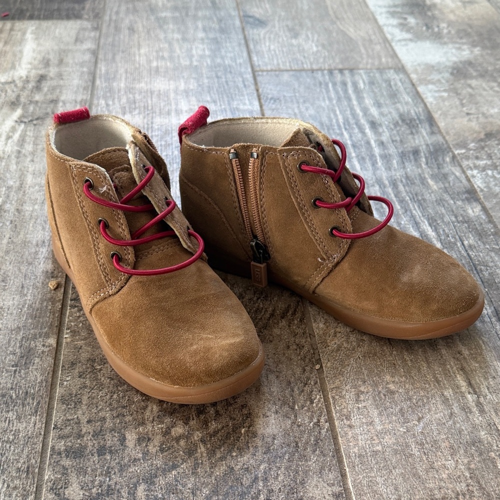UGG Brown Kids Boots with Burgundy Laces